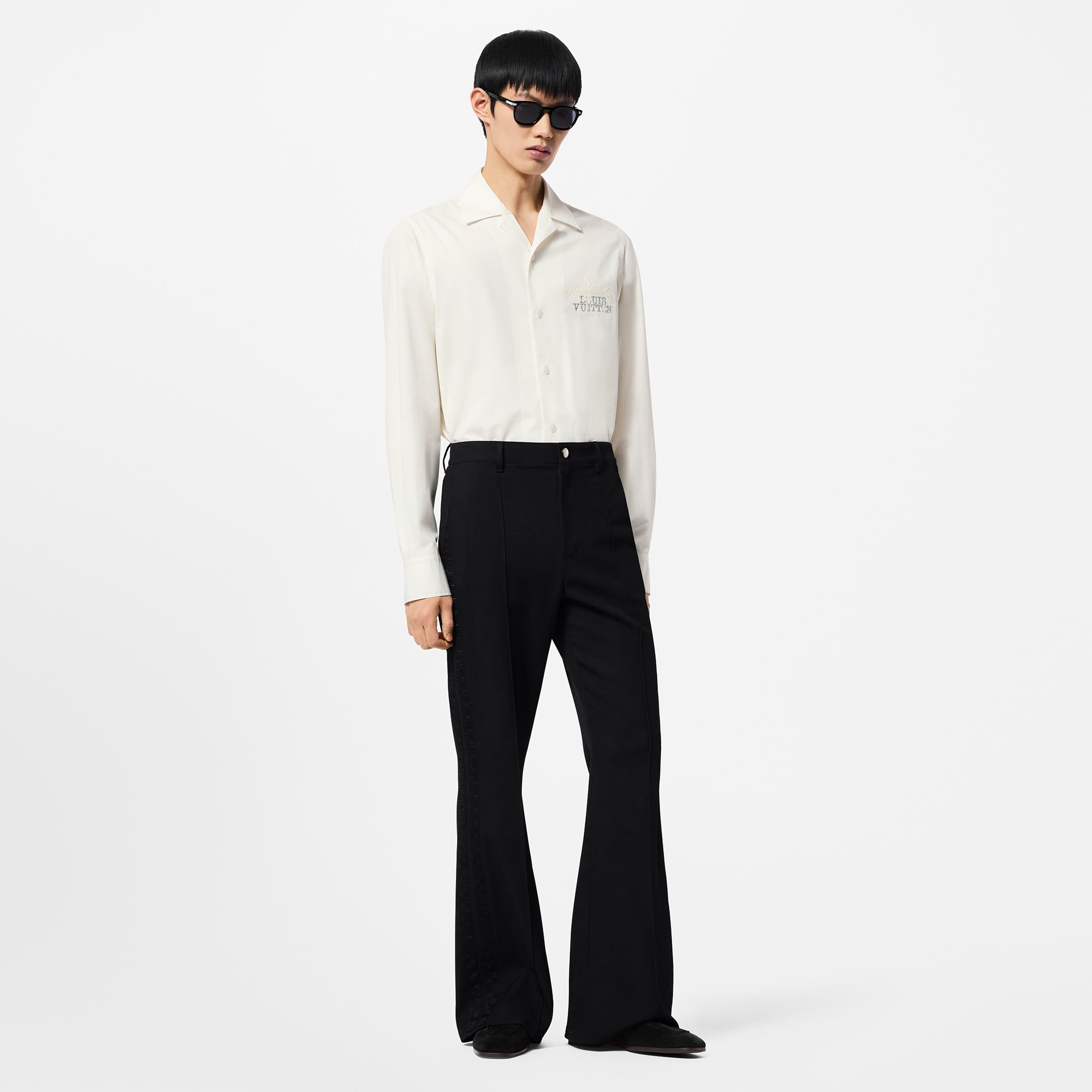 Embellished Open Collar Long-Sleeved Shirt - Men - Ready-to